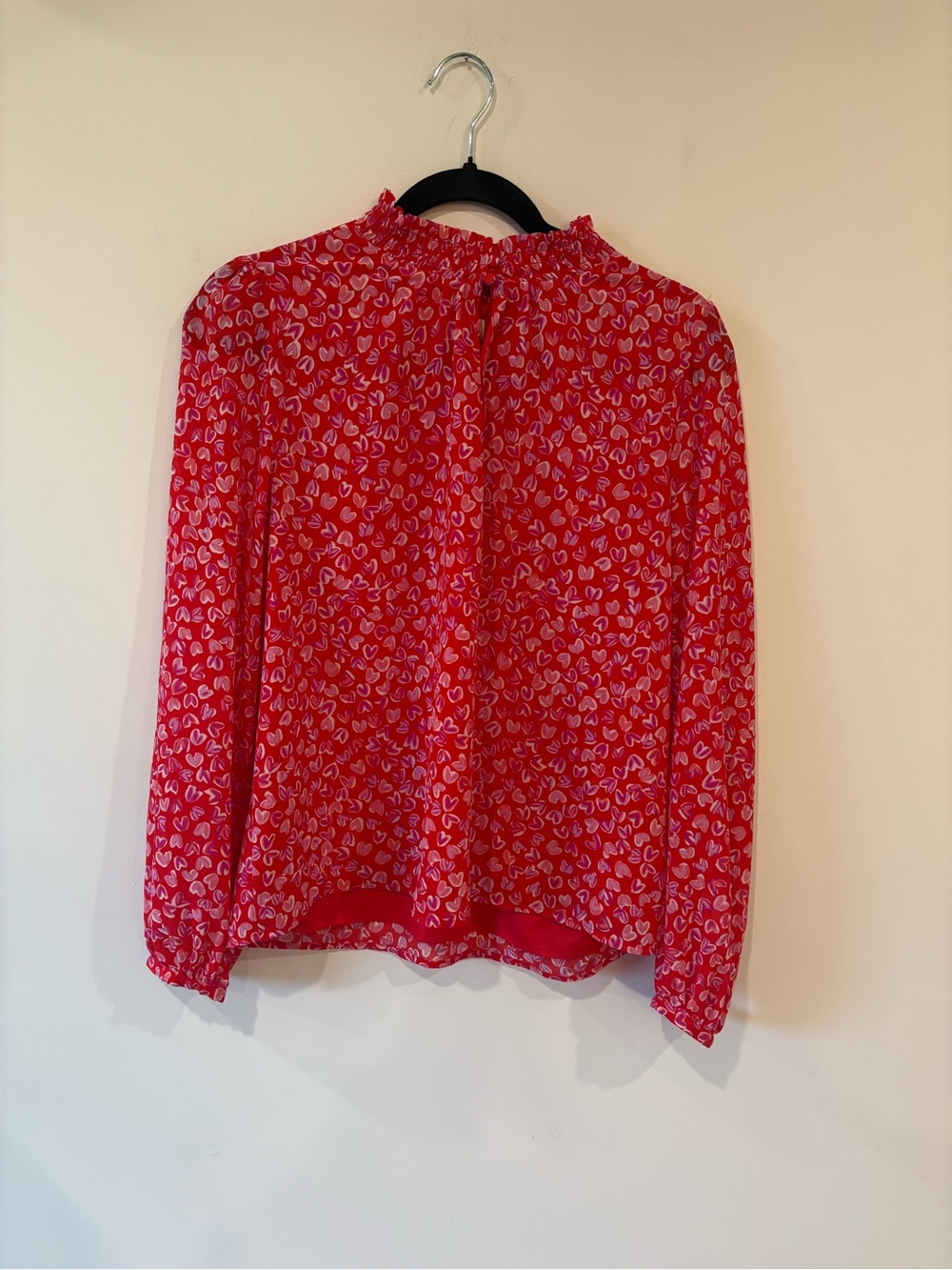 J. Crew Red Heart-Print Peasant Blouse